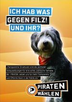 Wahlplakat Piratenpartei 2013: „Ich hab’ was gegen Filz! Und Ihr?“
